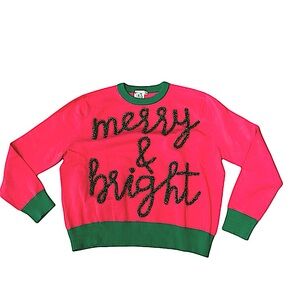 “Queen of Sparkles”, “Merry and Bright” Pink and Green Christmas Sweater!